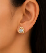 Yellow Gold Diamond Stud Earrings | Classic Round Gold Earrings for Women | Lightweight Fine Jewellery - Image 4