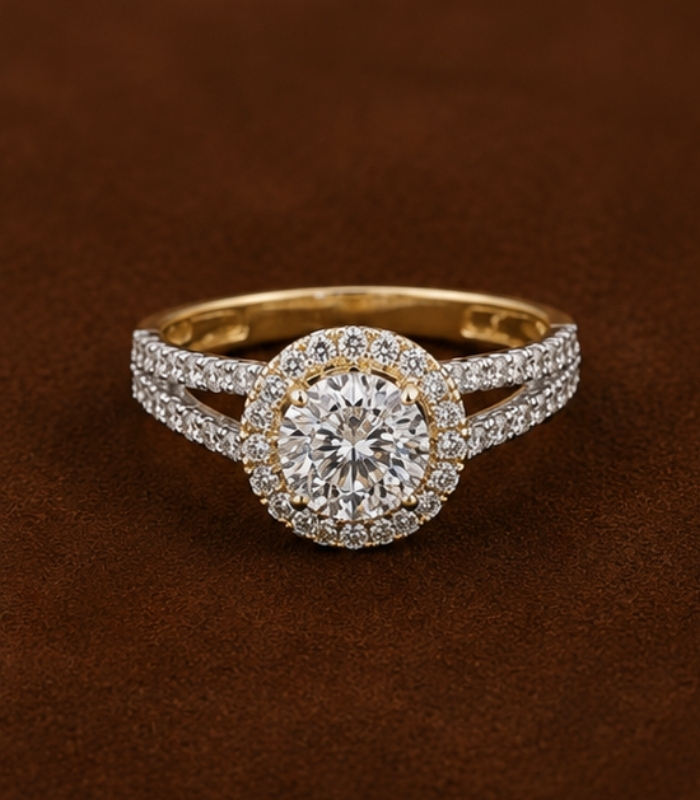 Yellow Gold Diamond Ring | Elegant Halo Style Gold Ring for Women | Designer Fine Jewellery Yellow Gold Diamond Ring | Elegant Halo Style Gold Ring for Women | Designer Fine Jewellery