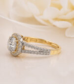 Yellow Gold Diamond Ring | Elegant Halo Style Gold Ring for Women | Designer Fine Jewellery - Image 2