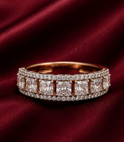 Rose Gold Diamond Band Ring for Women | Minimalist Designer Ring