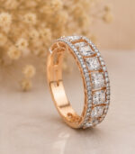 Rose Gold Diamond Band Ring for Women | Minimalist Designer Ring - Image 3