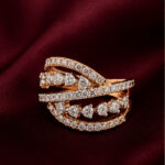 Rose Gold Diamond Designer Ring for Women | Contemporary Criss-Cross Gold Ring | Elegant Fine Jewellery