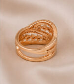 Rose Gold Diamond Designer Ring for Women | Contemporary Criss-Cross Gold Ring | Elegant Fine Jewellery - Image 3