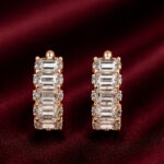 Rose Gold Diamond Hoop Earrings for Women | Elegant Multi-Row Gold Earrings