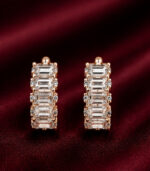 Rose Gold Diamond Hoop Earrings for Women | Elegant Multi-Row Gold Earrings