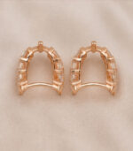 Rose Gold Diamond Hoop Earrings for Women | Elegant Multi-Row Gold Earrings - Image 3