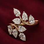 Yellow Gold Leaf Design Diamond Ring for Women | Nature Inspired Gold Ring