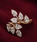 Yellow Gold Leaf Design Diamond Ring for Women | Nature Inspired Gold Ring