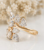 Yellow Gold Leaf Design Diamond Ring for Women | Nature Inspired Gold Ring - Image 3