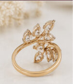 Yellow Gold Leaf Design Diamond Ring for Women | Nature Inspired Gold Ring - Image 2