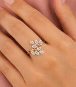 Yellow Gold Leaf Design Diamond Ring for Women | Nature Inspired Gold Ring - Image 4