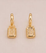 Yellow Gold Diamond Drop Earrings for Women | Rectangular Dangle Gold Earrings | Elegant Fine Jewellery - Image 4
