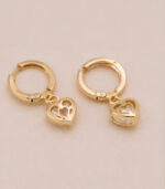 Yellow Gold Diamond Heart Drop Earrings for Women | Elegant Designer Earrings