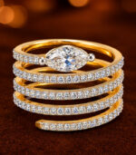 Yellow Gold Multi-Band Diamond Ring for Women | Contemporary Designer Ring