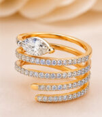 Yellow Gold Multi-Band Diamond Ring for Women | Contemporary Designer Ring - Image 2