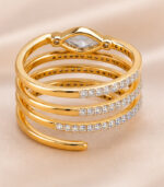 Yellow Gold Multi-Band Diamond Ring for Women | Contemporary Designer Ring - Image 4