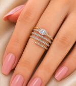 Yellow Gold Multi-Band Diamond Ring for Women | Contemporary Designer Ring - Image 3